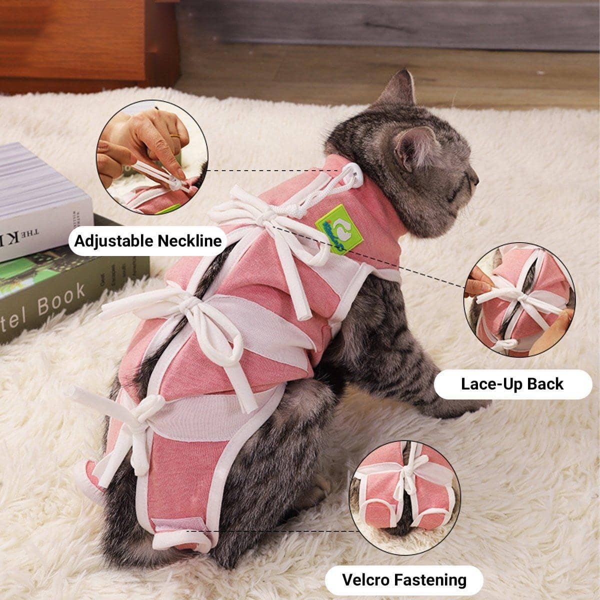 Pet Neutering Recovery Suit for Cats and Dogs - Pink, Medium (Chest 34 cm, Back 26 cm) - view 4