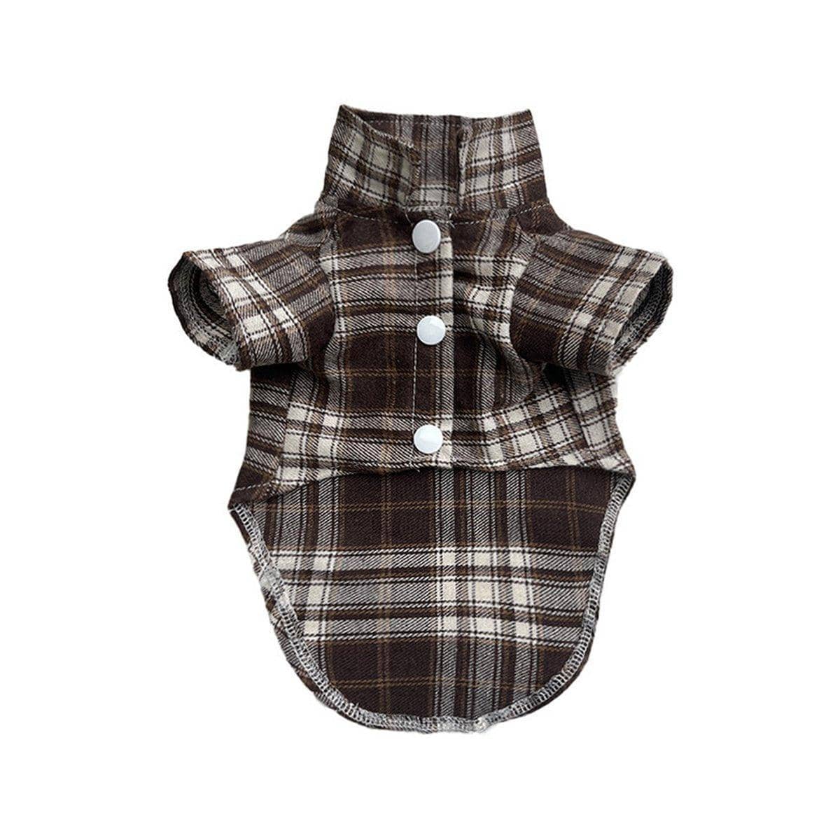Pet Plaid Shirt - Brown, Large (Chest 45 cm, Back 35 cm)