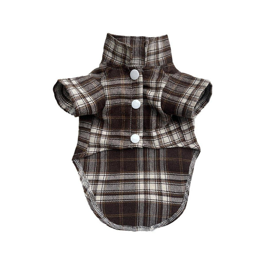 Pet Plaid Shirt - Brown, Large (Chest 45 cm, Back 35 cm)