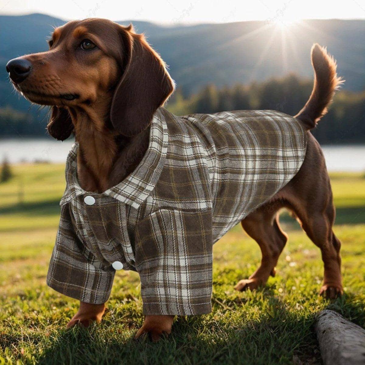 Pet Plaid Shirt - Brown, Large (Chest 45 cm, Back 35 cm) - view 4