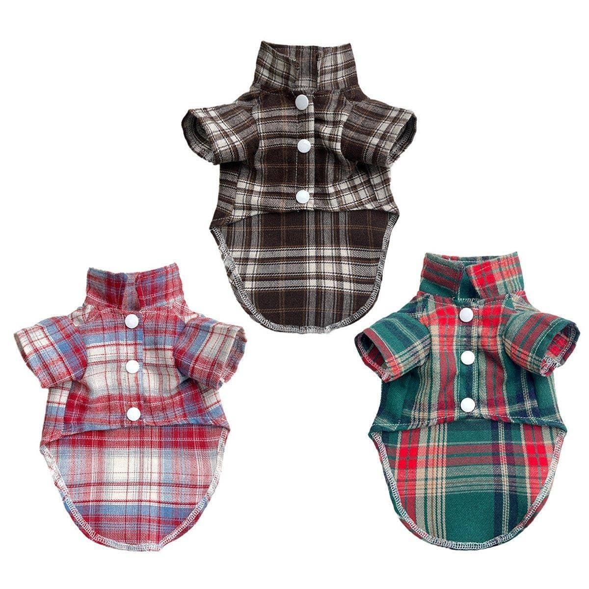 Pet Plaid Shirt - Brown, Small (Chest 35 cm, Back 25 cm) - view 3