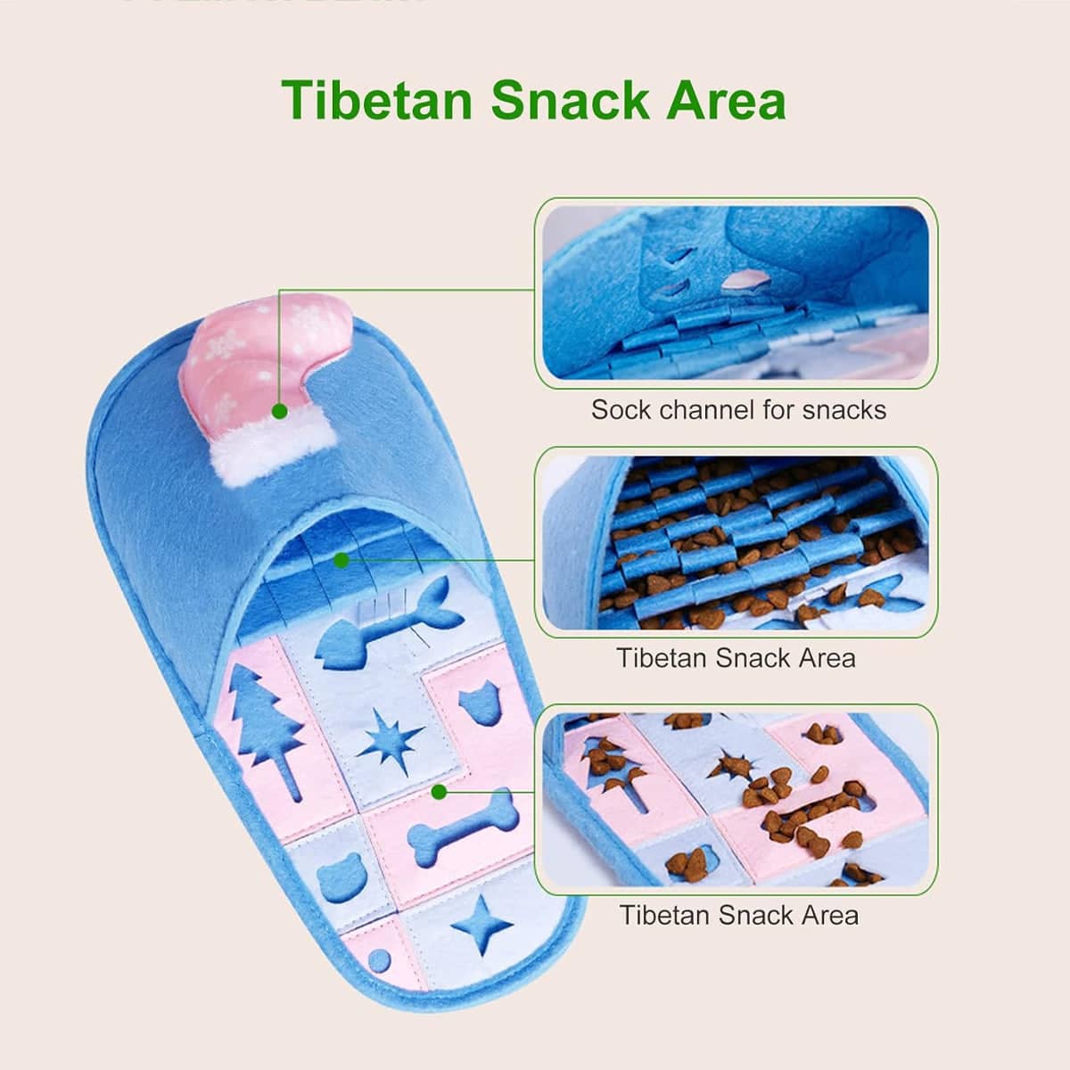 Pet Puzzle Slipper Slow Feeding Sniff Mat - Cream, 32 x 17cm - view 5