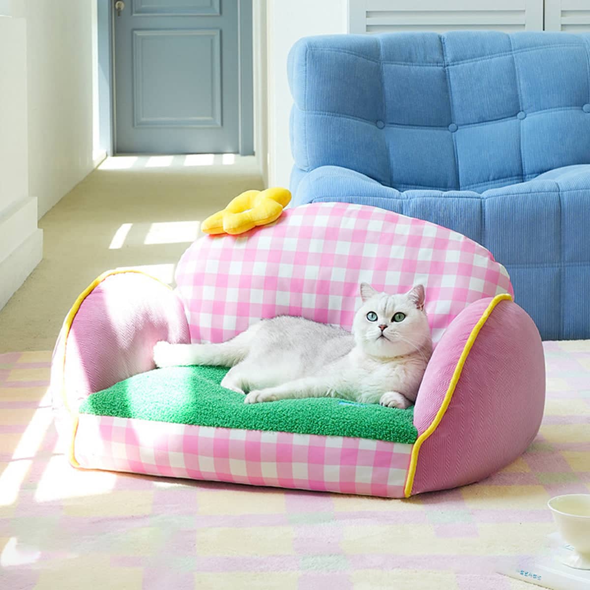 Pet Sofa Bed Removable and Washable for Small Pets, Pink and Green - view 4