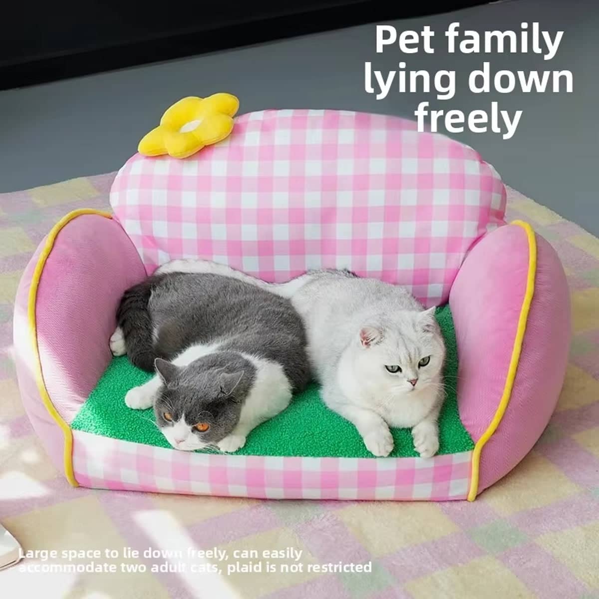 Pet Sofa Bed Removable and Washable for Small Pets, Pink and Green - view 5