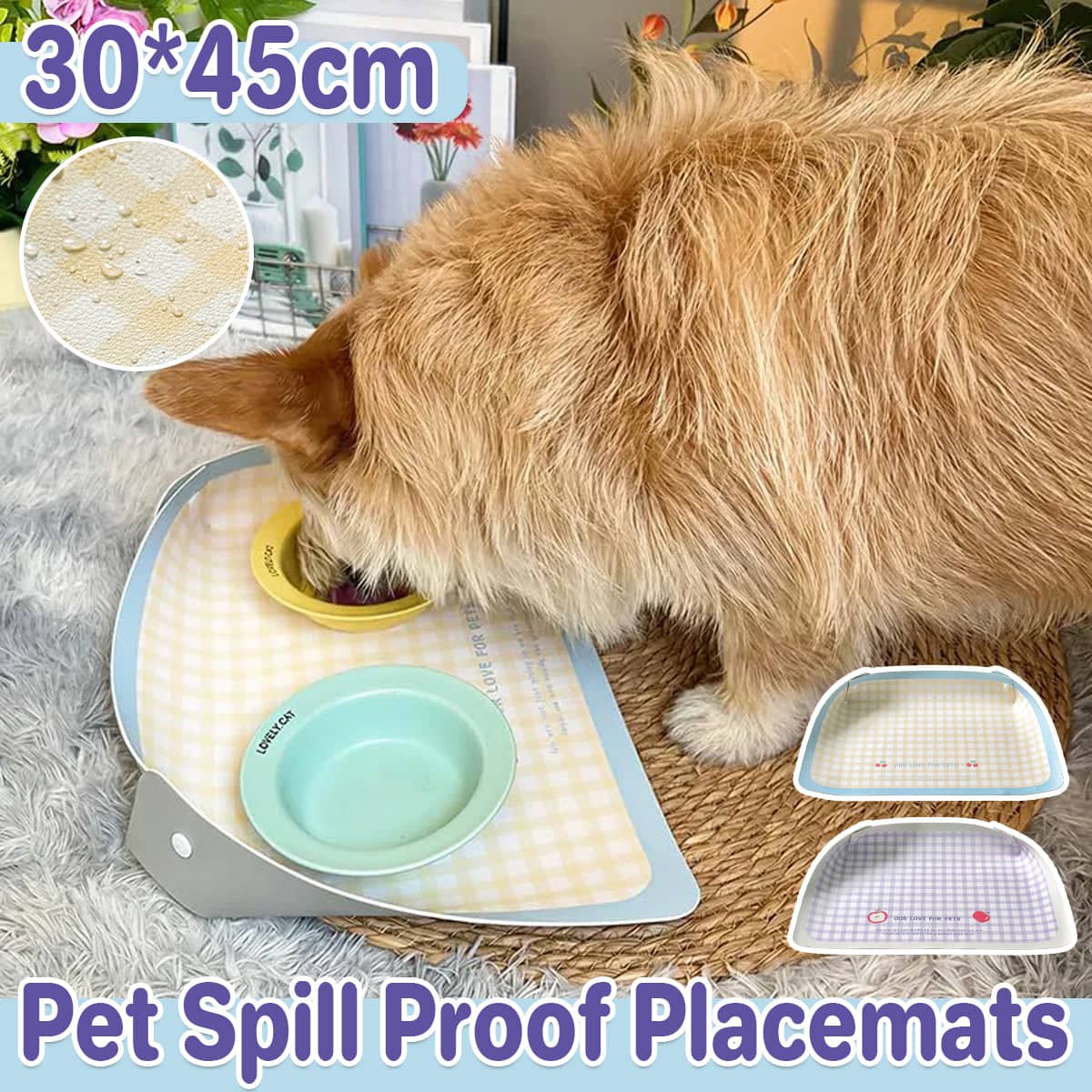 Pet Spill Proof Placemat for Dogs and Cats Non Slip Waterproof Easy Clean - Purple - view 2