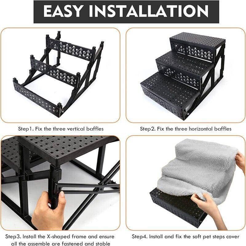 Pet Stairs with Plush Cover, 3 Steps, 45 x 35 x 30 cm - view 4