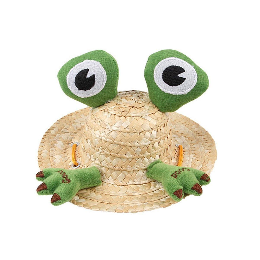Pet Straw Hat for Cats and Dogs - Frog, Small (Outer Diameter 13 cm)