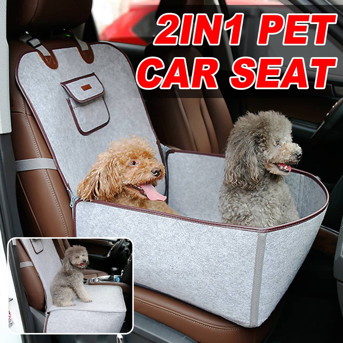 Pet Travel Mat for Dogs and Cats - Waterproof Nonslip Felt Car Co-Pilot Seat Protector