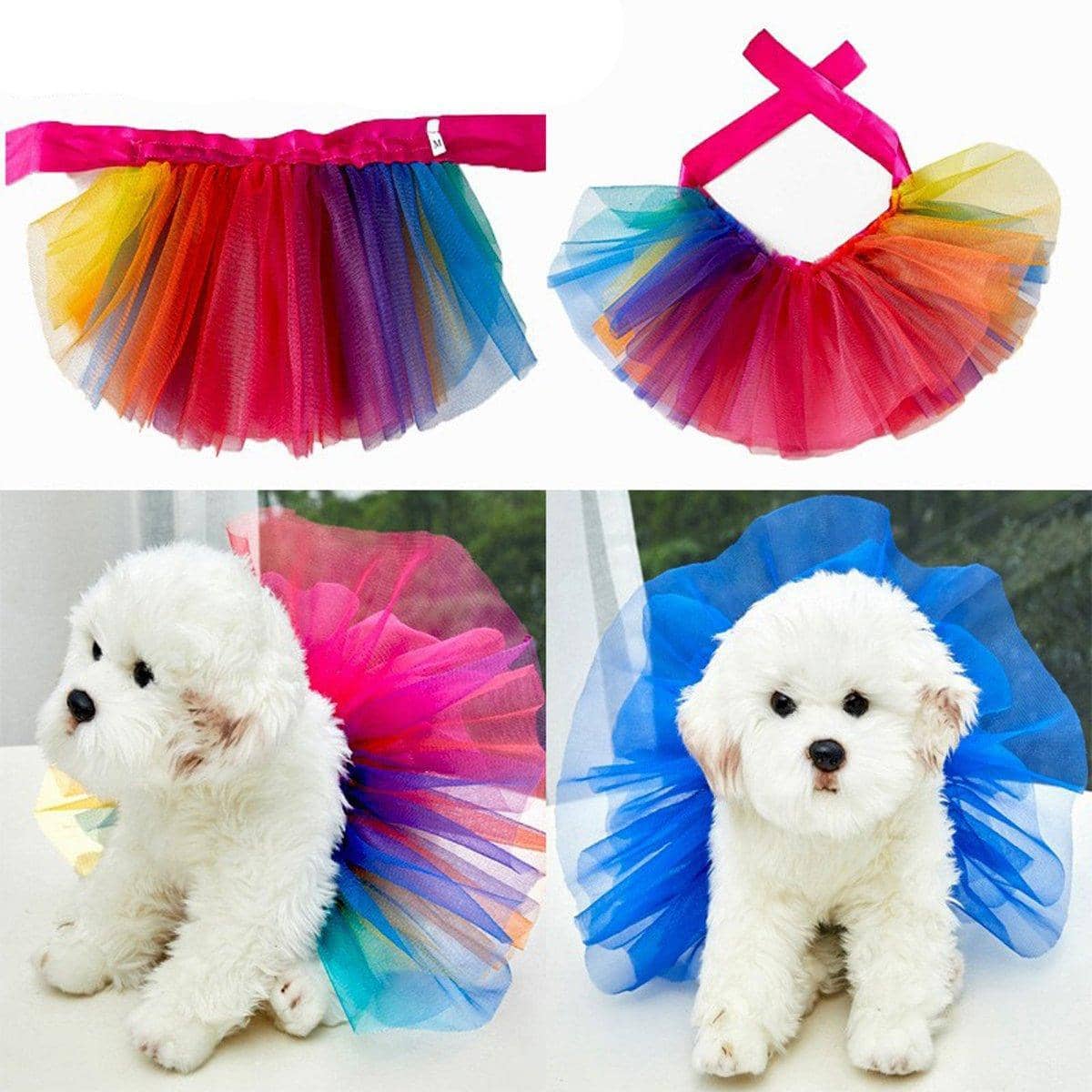 Pet Tutu Skirt for Dogs and Cats - Rainbow, Medium (Skirt Width 25 cm) - view 4