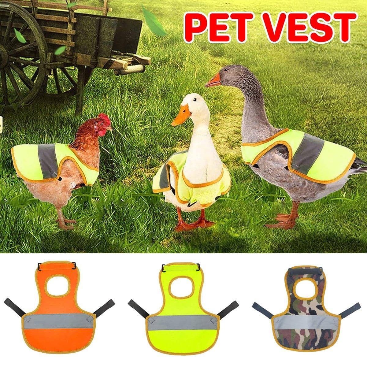 Pet Vest for Chickens Ducks and Geese Reflective Safety Clothing - Green - view 2