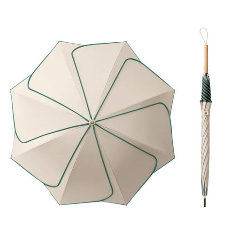 Petal Shape Long Handled Umbrella for Sun and Rain - Beige