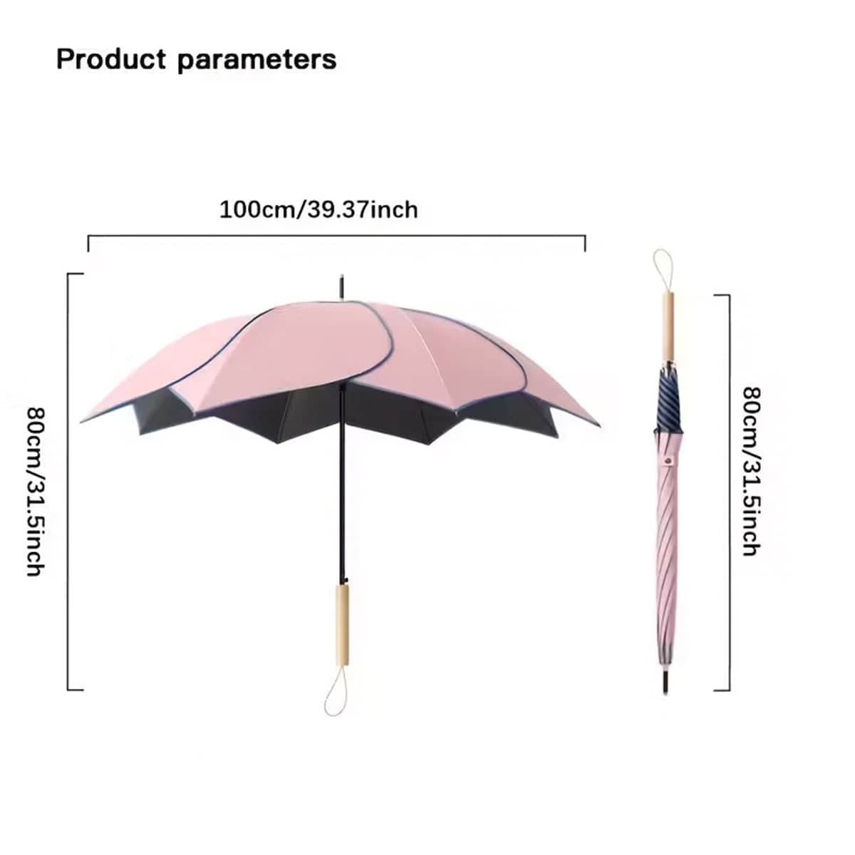Petal Shape Long Handled Umbrella for Sun and Rain - Mint Green - view 4