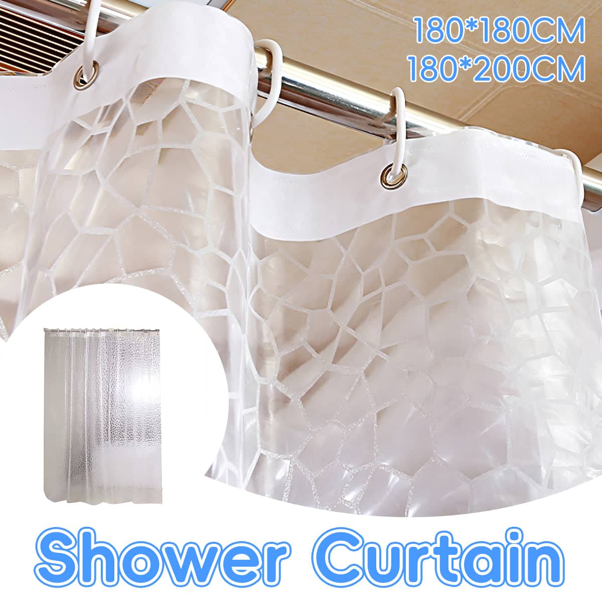 PEVA Shower Curtain - Clear, 180 x 200cm - view 2