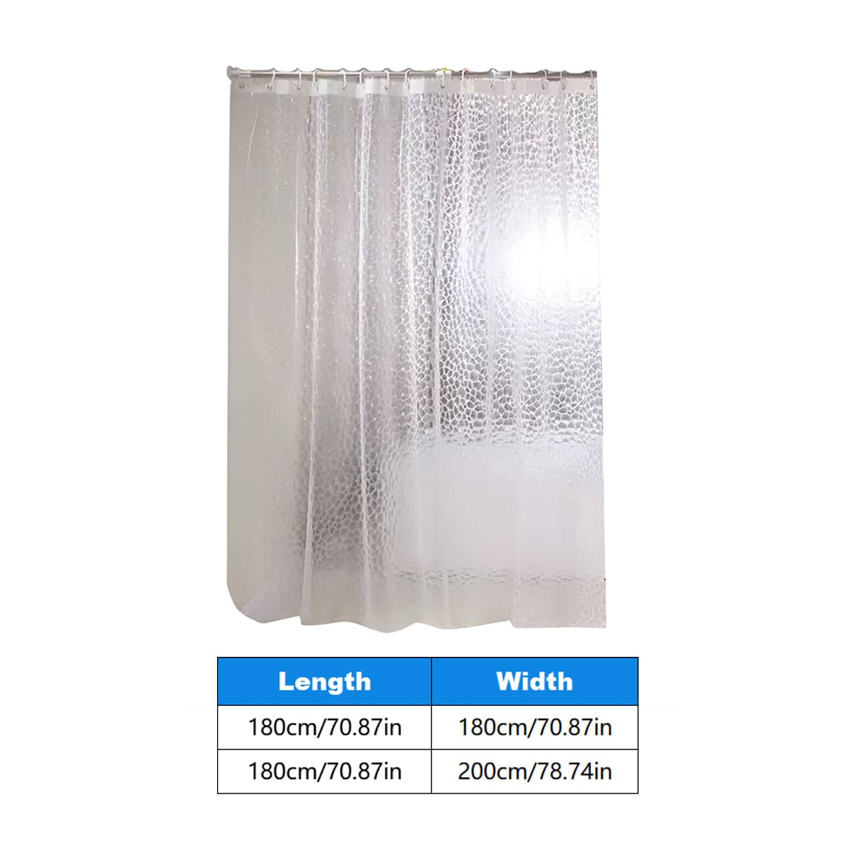 PEVA Shower Curtain - Clear, 180 x 200cm - view 3