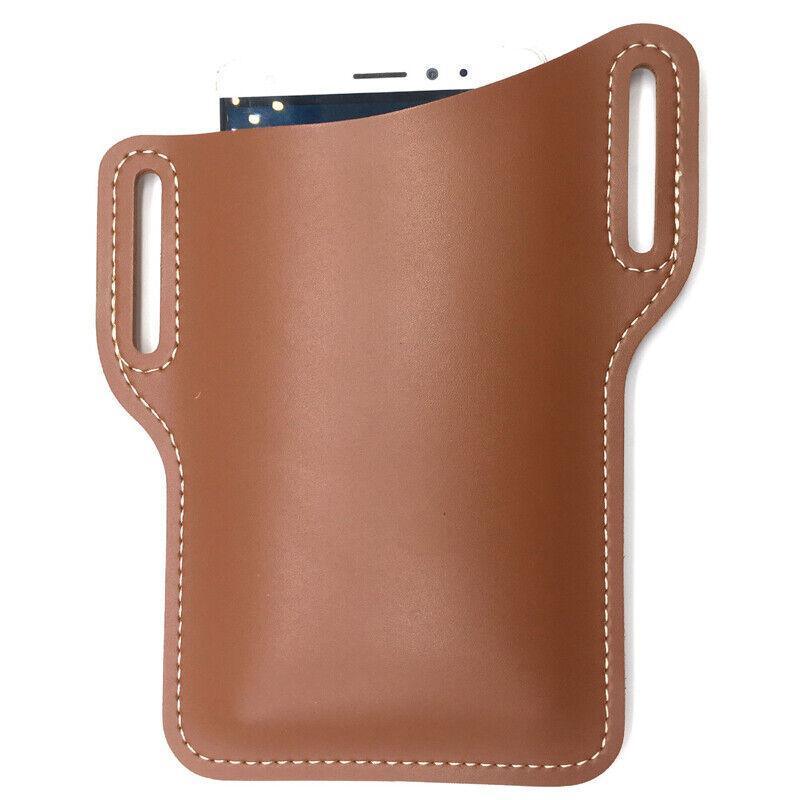 Phone Belt Pouch in Faux Leather, 16.8 x 13.4 cm - Brown