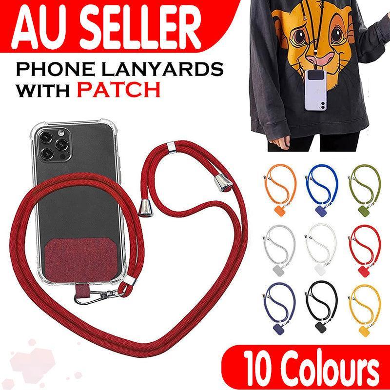 Phone Lanyard Adjustable 160cm Nylon Strap with Patch - Blue - view 2