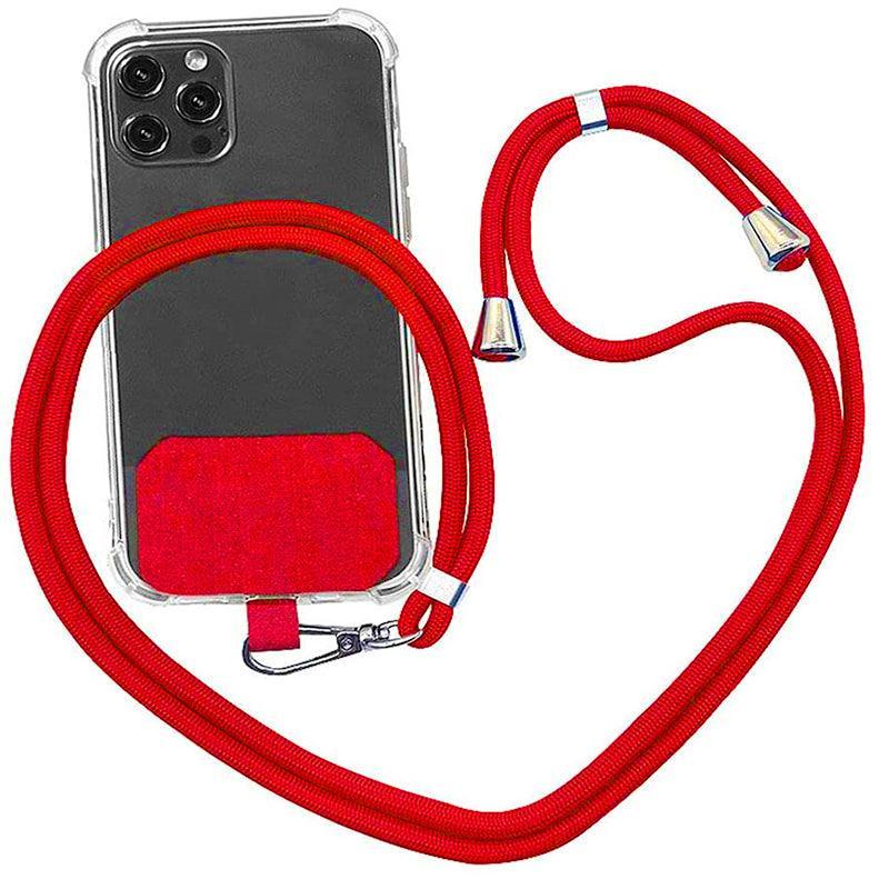 Phone Lanyard Adjustable 160cm Nylon Strap with Patch - Red