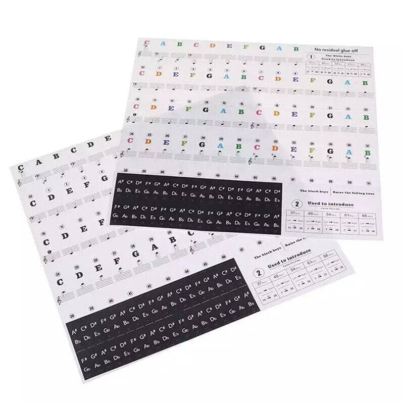 Piano Keyboard Stickers, 88 Keys, Transparent - Multicolour Lettering - view 3