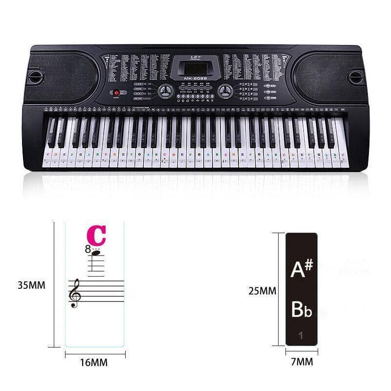 Piano Keyboard Stickers, 88 Keys, Transparent - Multicolour Lettering - view 4
