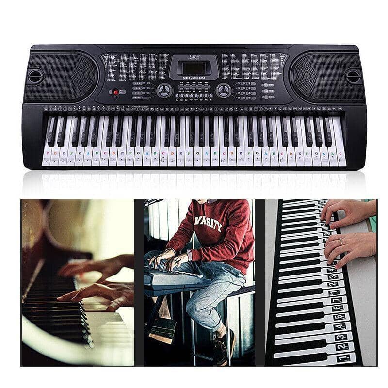 Piano Keyboard Stickers, 88 Keys, Transparent - Multicolour Lettering - view 5
