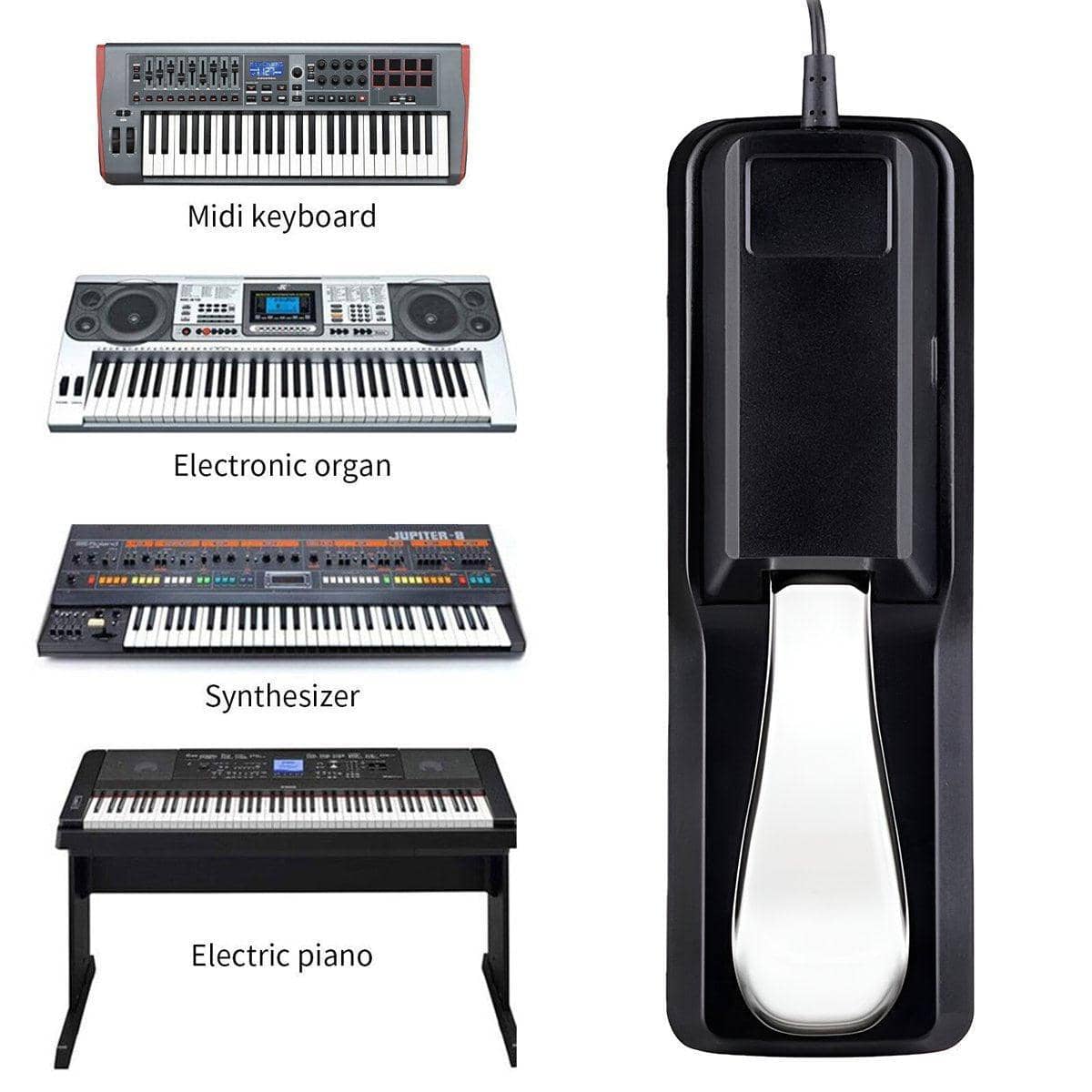 Piano Sustain Pedal for Digital Keyboards, Black - view 5