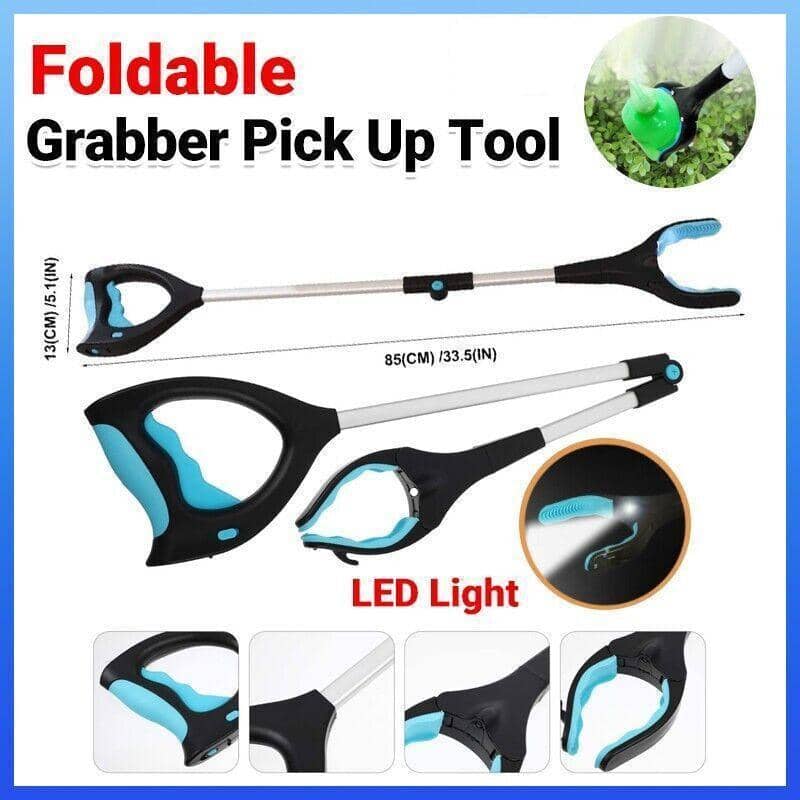 Pick up Grabber Reacher Stick with LED Light, Foldable and Extendable, 85 x 13 cm