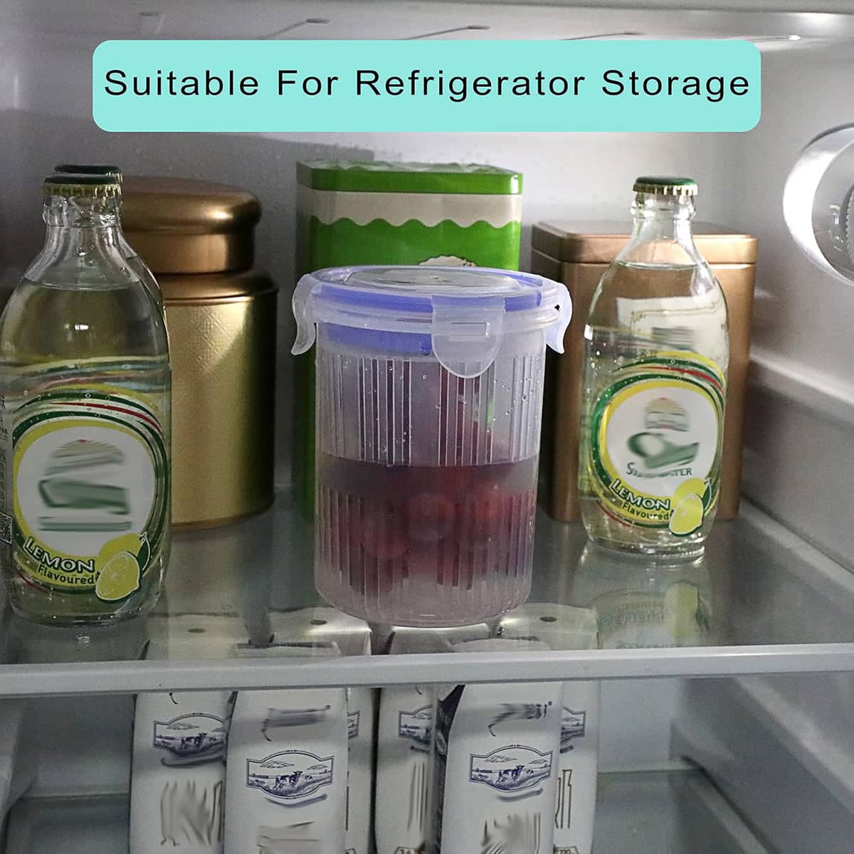 Pickle Storage Container with Drainage Basket and Flip-Top Lid - view 5