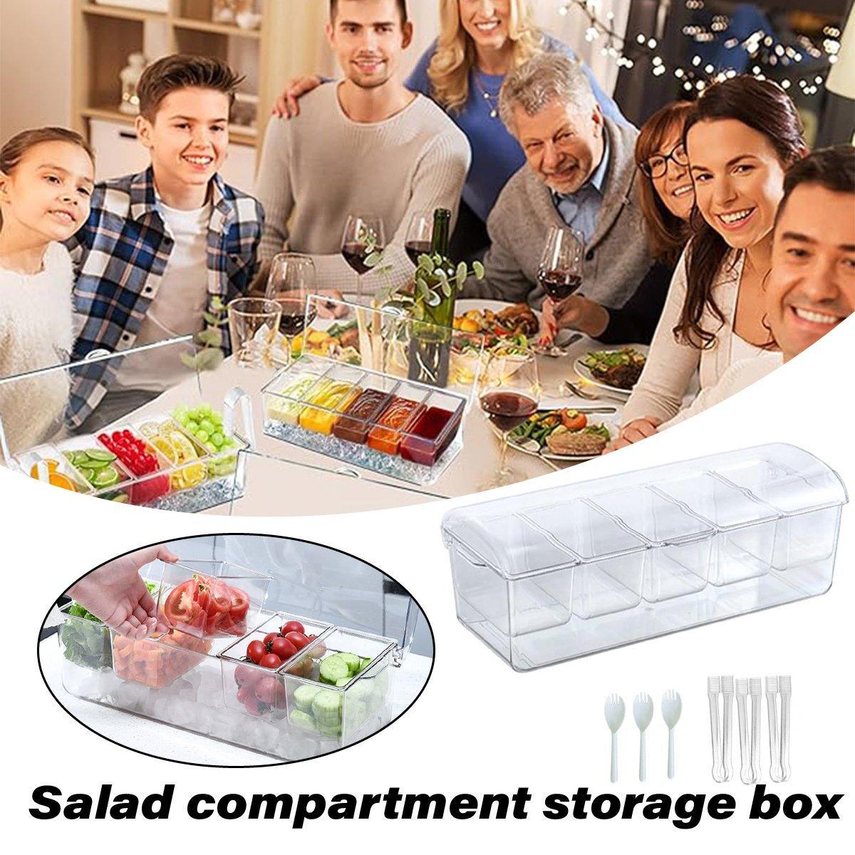 Picnic Ice Box Food Storage Container - 5 Removable Compartments