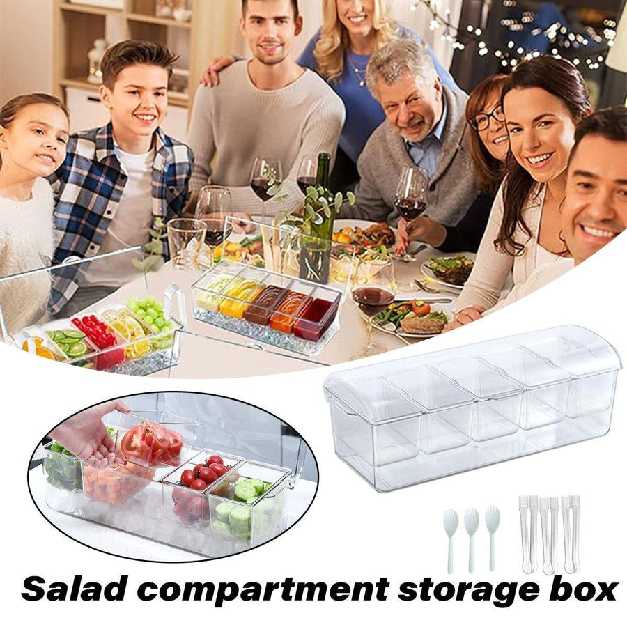 Picnic Ice Box Food Storage Container - 5 Removable Compartments