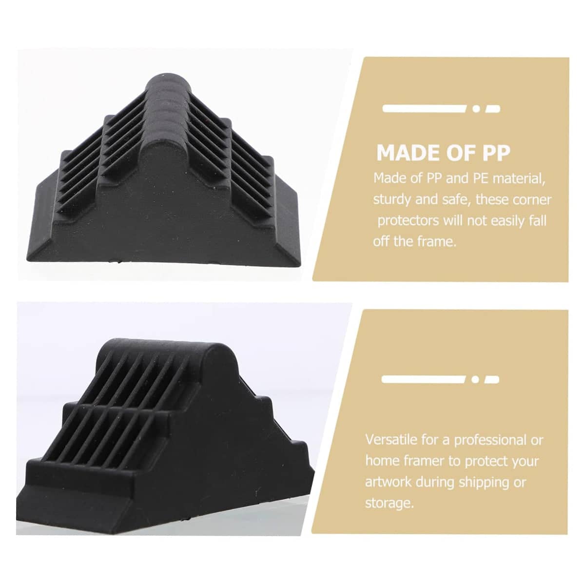 Picture Frame Corner Protectors, Pack of 50 - Black Ridged Wedge, Style 1 - view 5
