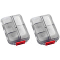 Pill Case Vitamin Holder Double Layer, 10 Compartments - Red, Pack of 2