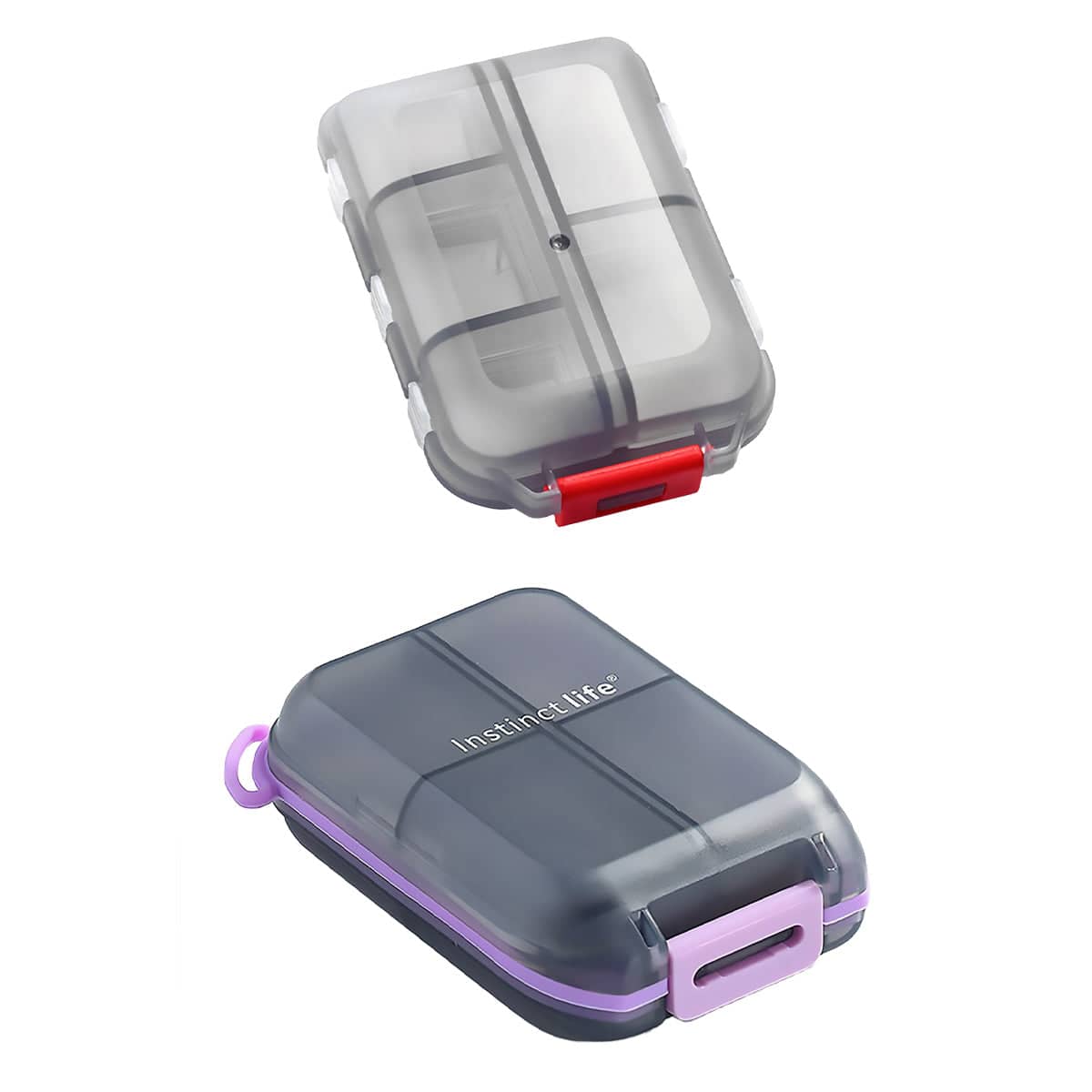 Pill Case Vitamin Holder Double Layer, 10 Compartments - Red, Pack of 2 - view 3