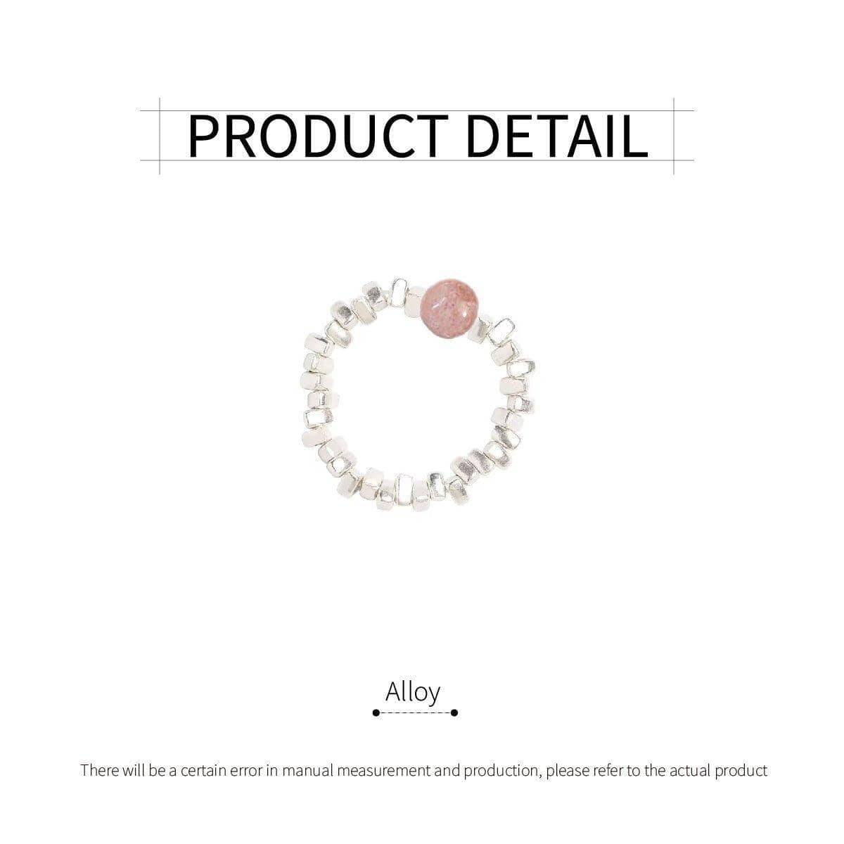 Pink and Silver Bead Stretch Ring for Women and Girls - view 3