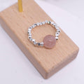 Pink and Silver Bead Stretch Ring for Women and Girls - view 5