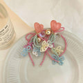Pink Beaded Heart Earrings with Bow and Bells, Girly Fashion Jewellery for Women - view 4