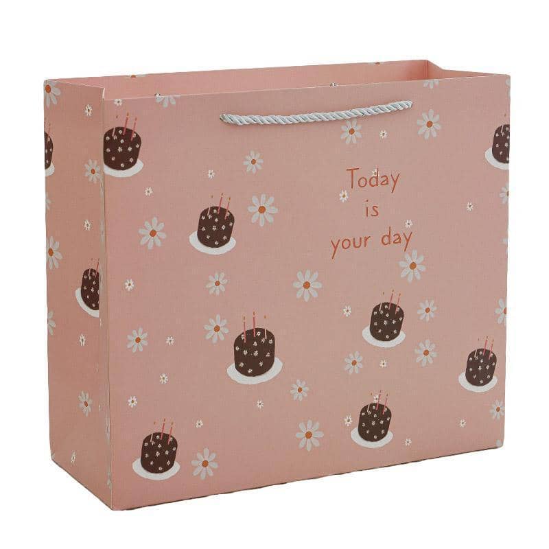 Pink Cake Paper Gift Bags, 25 Pieces - Model LD-2302