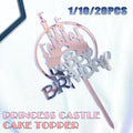 Pink Castle Cake Topper with Silver Happy Birthday Sticker - Pack of 10 - view 2