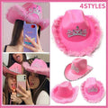 Pink Cowgirl Hat with Silver Tiara - Silver Sequins Edge - view 4