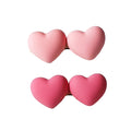 Pink Hair Clips Pack of 2 - Double Heart Pair