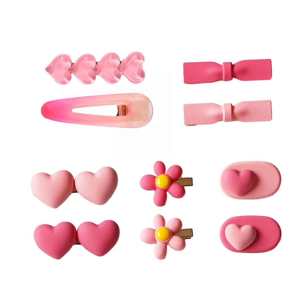 Pink Hair Clips Pack of 2 - Double Heart Pair - view 3
