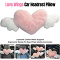 Pink Heart Car Headrest Neck Pillow with Wings for Comfortable Driving