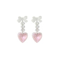 Pink Heart Dangle Earrings, Long Heart Shaped Fashion Jewellery for Women - view 2