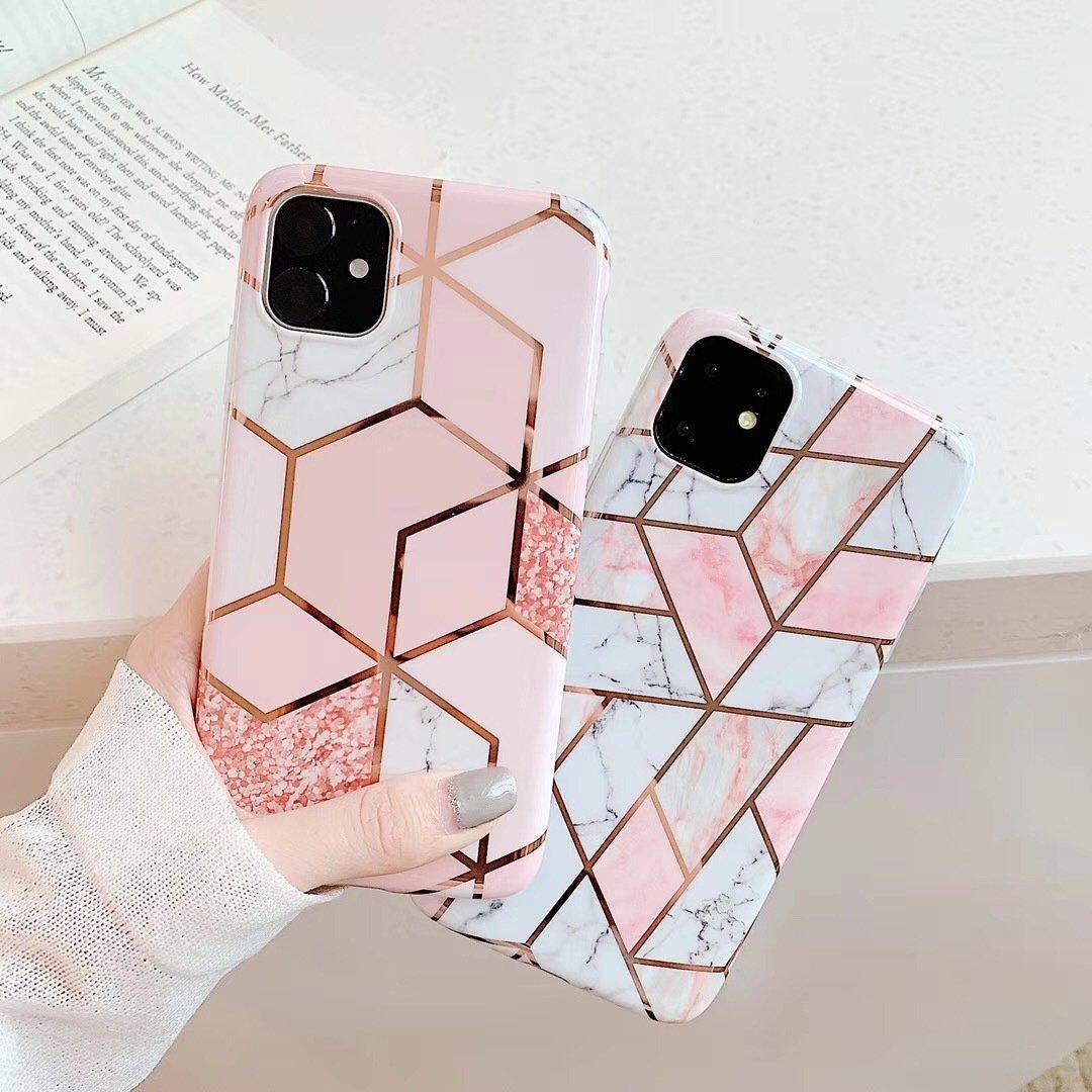 Pink Marble Shockproof Silicone Phone Case - For iPhone 14 - view 11