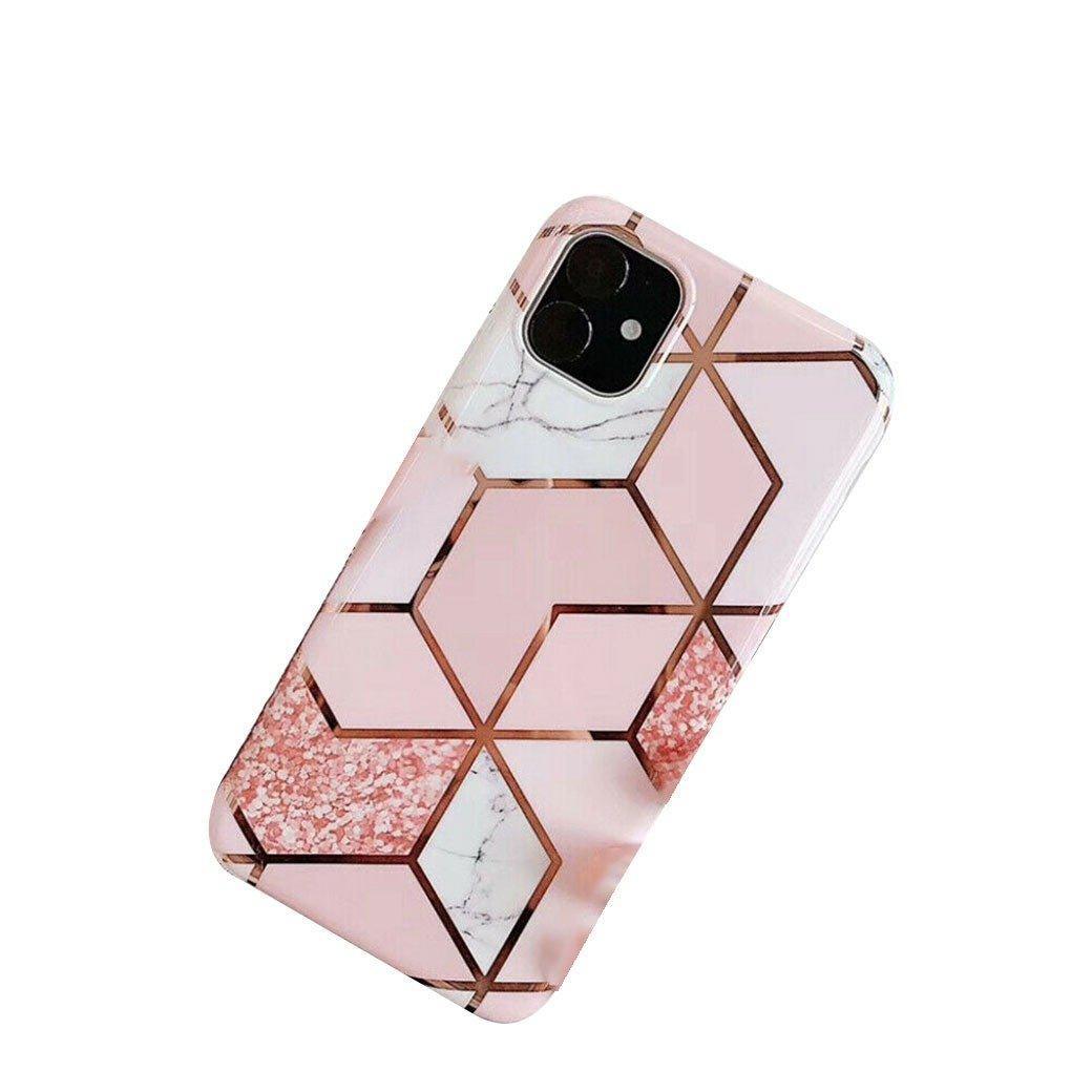 Pink Marble Shockproof Silicone Phone Case - For iPhone 14 - view 3