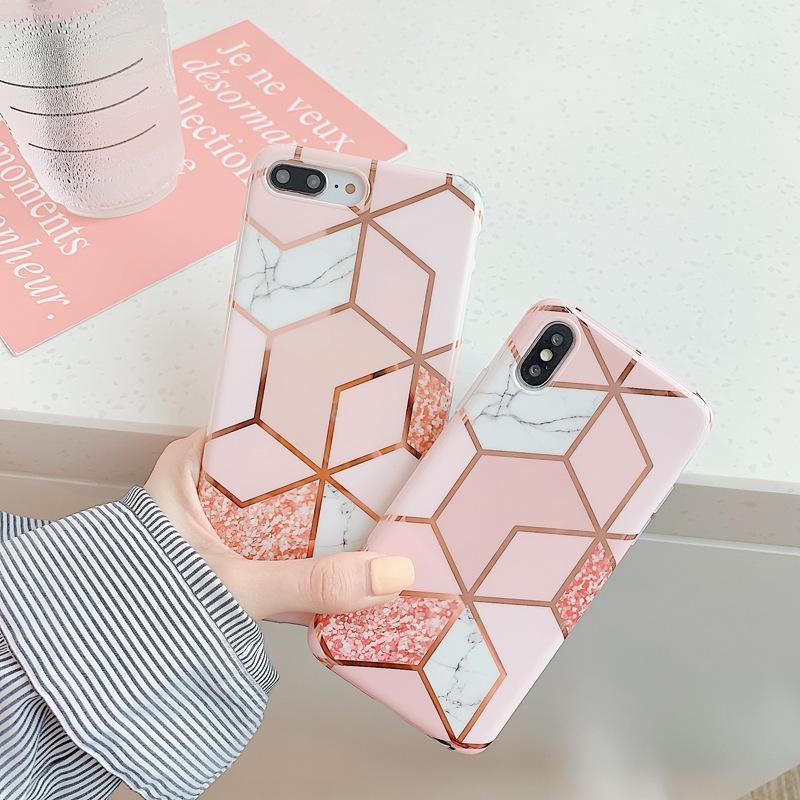 Pink Marble Shockproof Silicone Phone Case - For iPhone 14 Plus - view 7