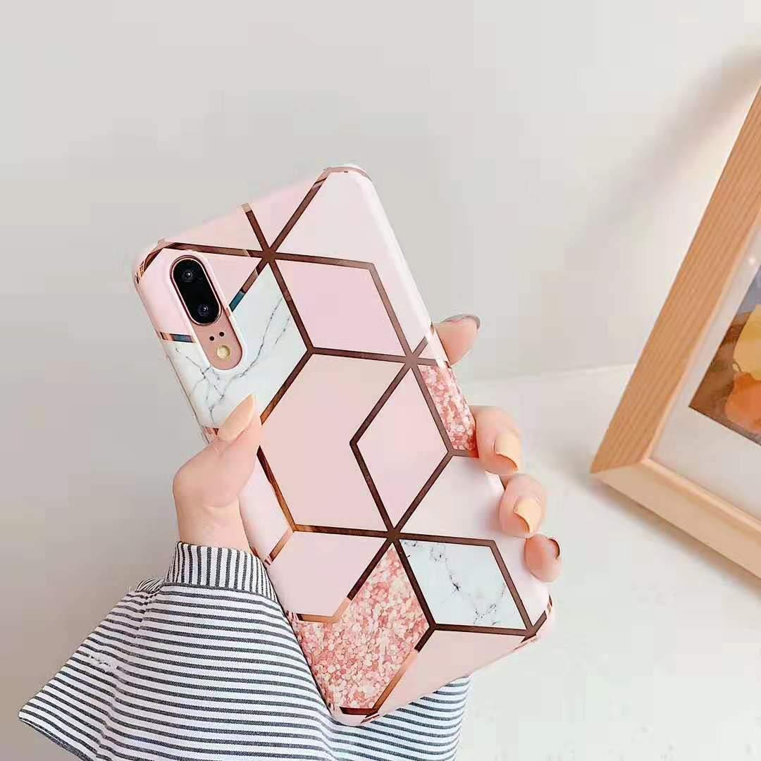 Pink Marble Shockproof Silicone Phone Case - For iPhone 14 Pro Max - view 9
