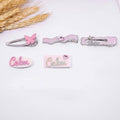 Pink Metal Hair Clip with Crystal Star Charms - Open Rectangle Design - view 4
