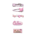 Pink Metal Hair Clip with Pink and White Script Lettering - Slim Bar Design - view 3