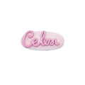 Pink Metal Hair Clip with Raised Script Lettering - Oval Design