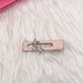 Pink Metal Hair Clip with Raised Script Lettering - Oval Design - view 5